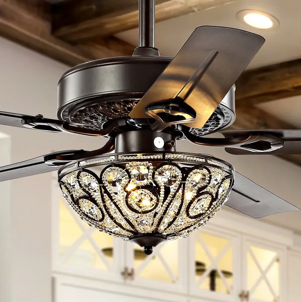 Ali 3-Light Wrought Iron LED Ceiling Fan With Remote