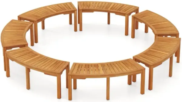 Hivvago Outdoor Bench Acacia Wood Curved Garden Bench 2-Person