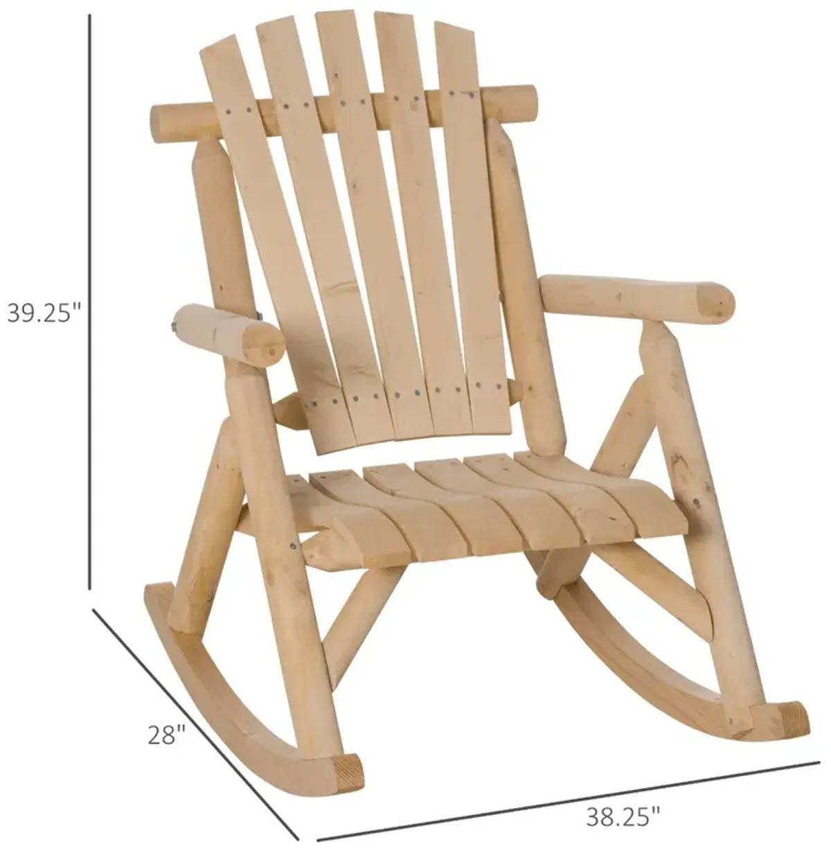 Natural Patio Rocker: Wooden Rustic Adirondack Log Chair