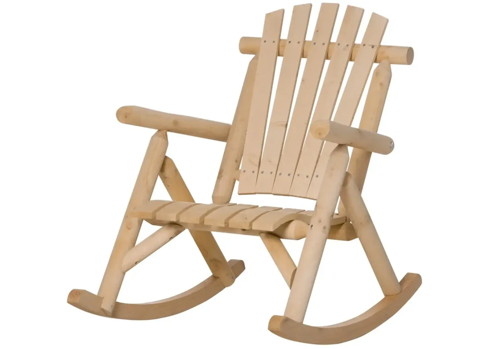 Natural Patio Rocker: Wooden Rustic Adirondack Log Chair