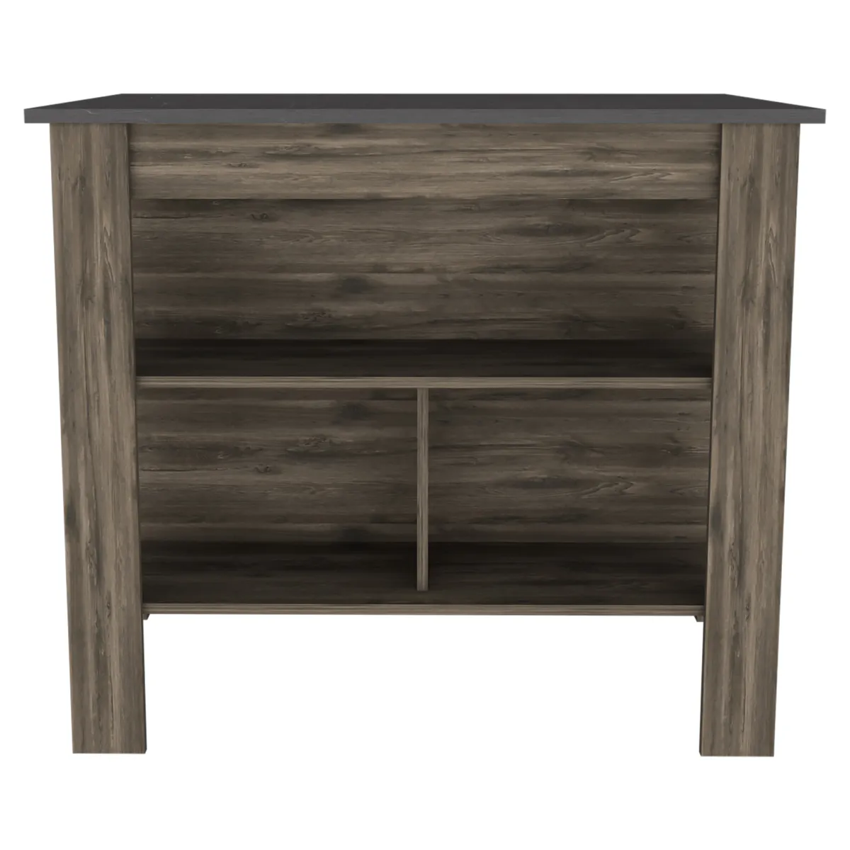 Cala Kitchen Island, Four Legs, Three Shelves -Dark Brown / Onyx