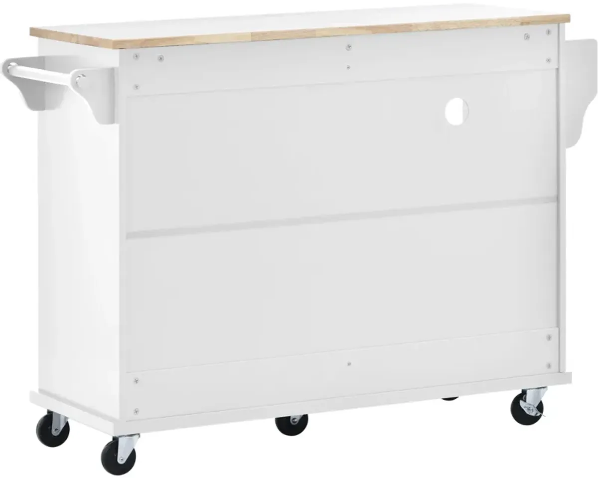 Merax Kitchen Island Cart with Storage Cabinet and Two Locking Wheels,Solid wood desktop