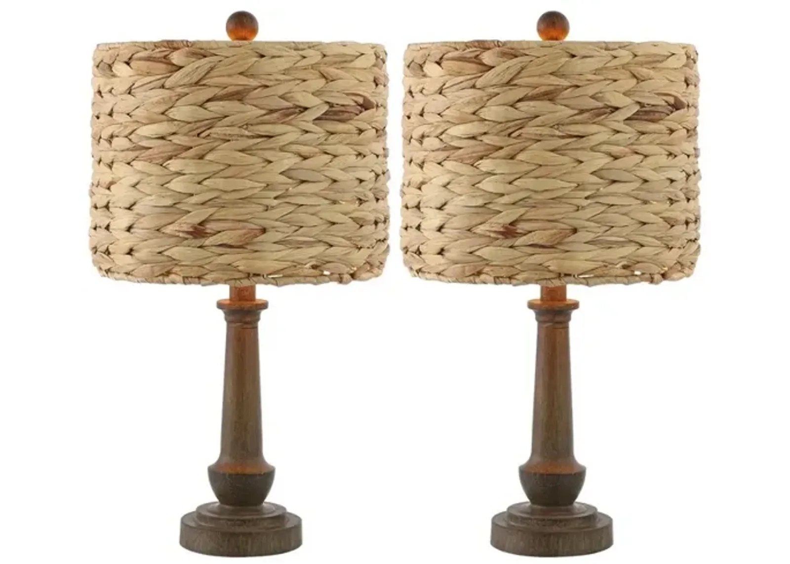 Leona Rustic Farmhouse Handwoven Rattan/Resin LED Table Lamp