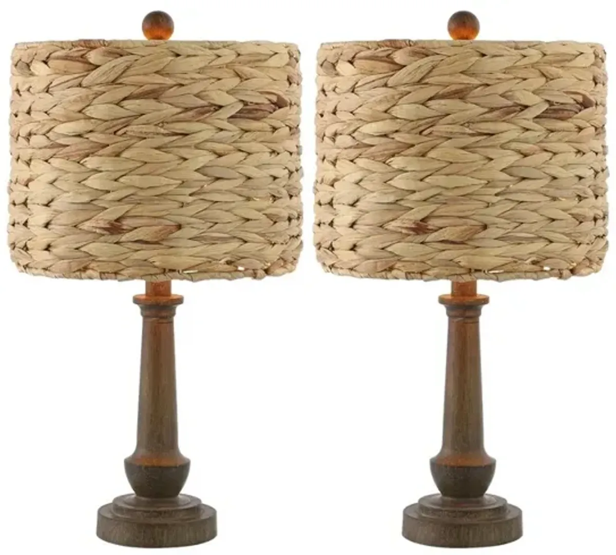 Leona Rustic Farmhouse Handwoven Rattan/Resin LED Table Lamp