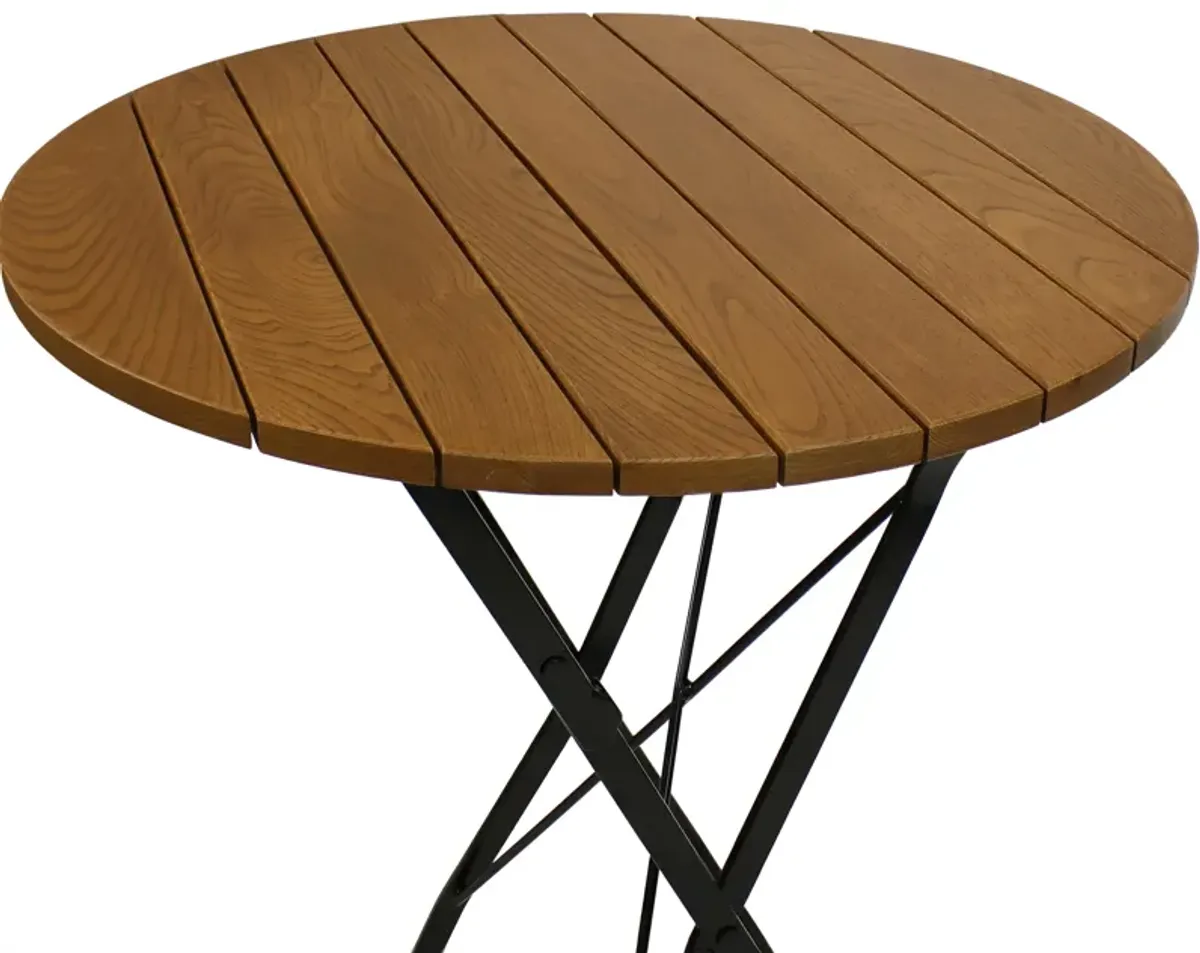 Sunnydaze 28 in European Chestnut Round Folding Patio Bar-Height Table