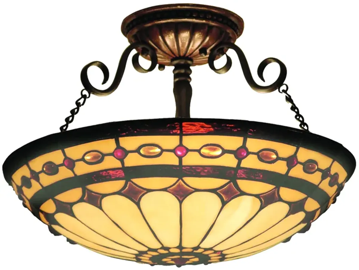 Diamond Ring 16'' Wide 3-Light Semi Flush Mount