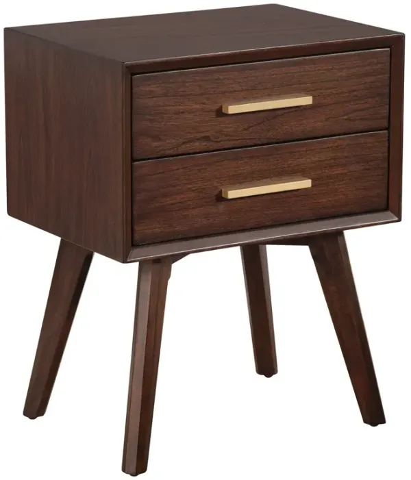 Hivvago Walnut and Gold 2 Drawer Nightstand
