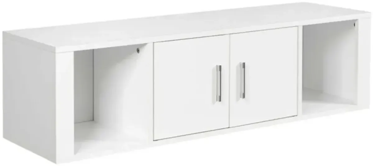 Hivvago Wall Mounted Floating 2 Door Desk Hutch Storage Shelves for Kitchen and Living