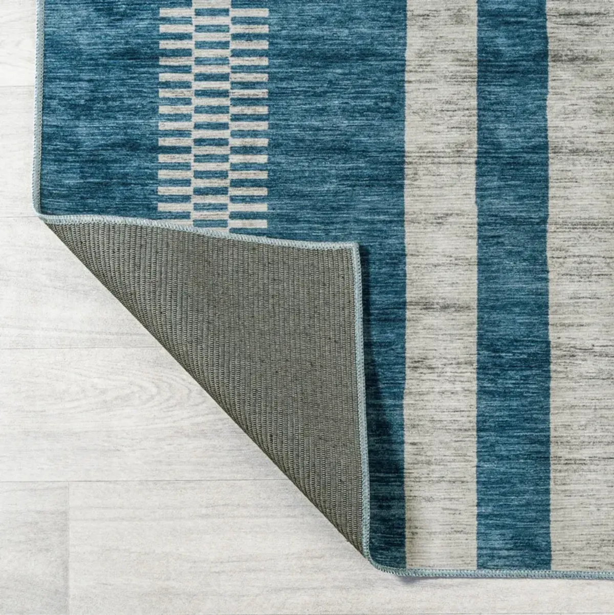 Vichy Geometric Striped Machine Washable Area Rug