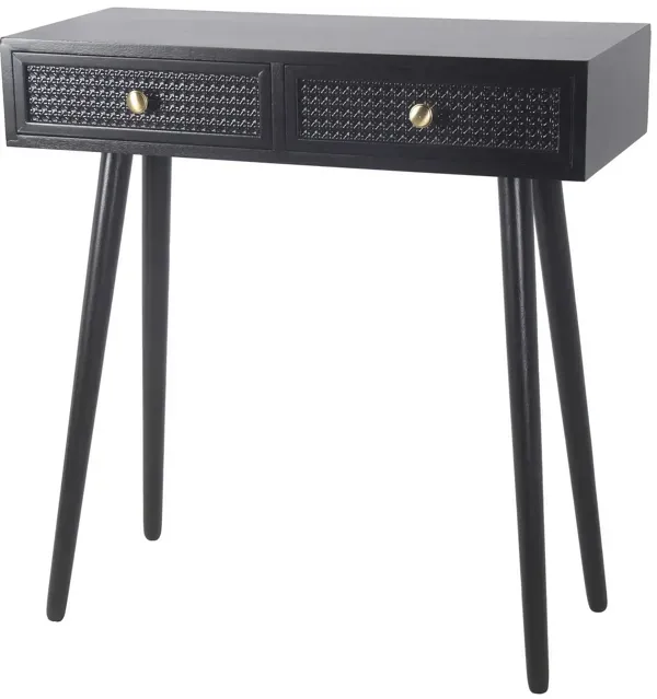 Finely 30 Inch Modern Accent Console Table with 2 Drawers, Midnight Black-Benzara