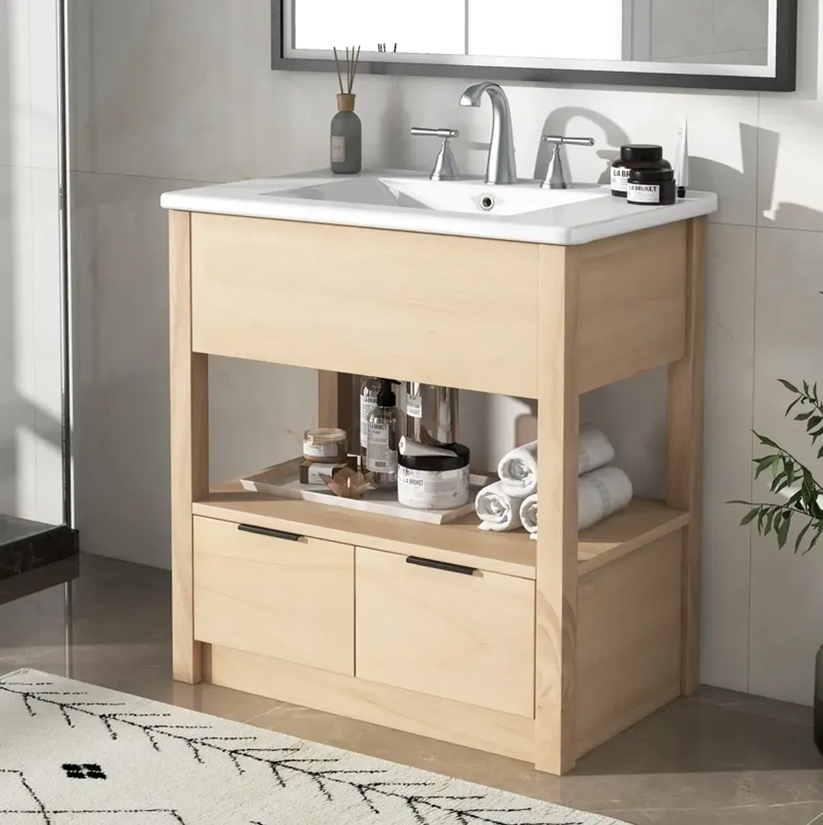 Merax Bathroom Vanity with Sink Top and Two Drawers