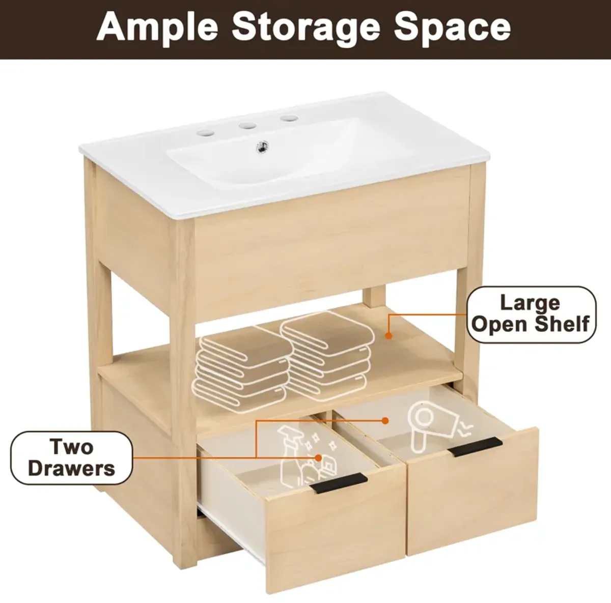 Merax Bathroom Vanity with Sink Top and Two Drawers