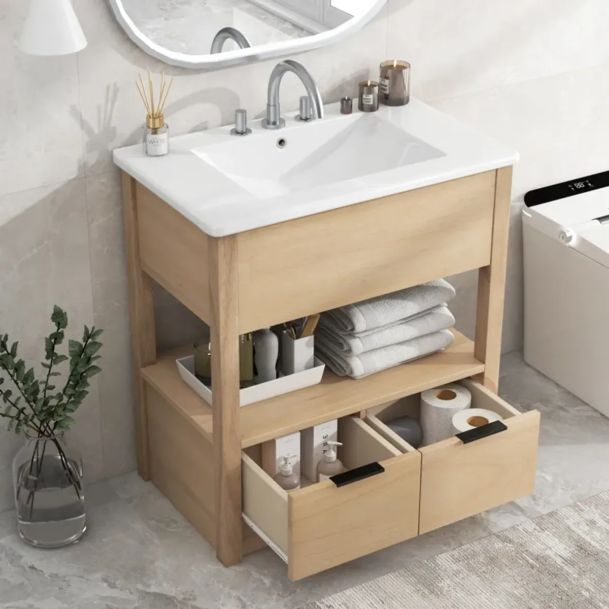 Merax Bathroom Vanity with Sink Top and Two Drawers