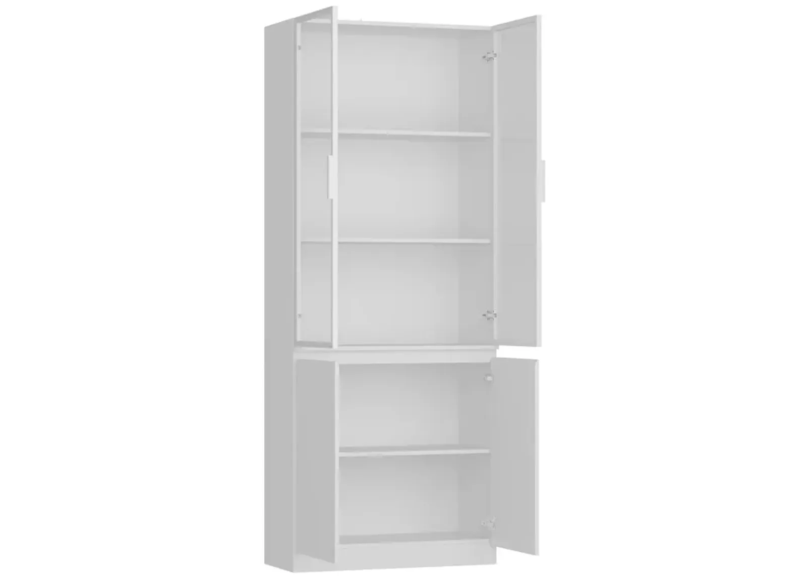 White Wood Accent Storage Cabinet With Tempered Glass Doors, Anti-dumping Device (31.5 in. W x 13.8 in. D x 78.7 in. H)