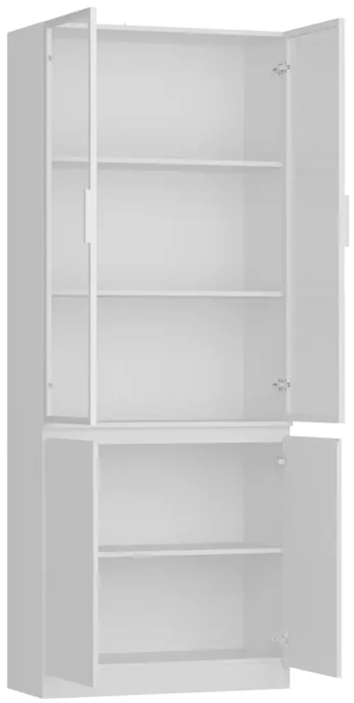 White Wood Accent Storage Cabinet With Tempered Glass Doors, Anti-dumping Device (31.5 in. W x 13.8 in. D x 78.7 in. H)