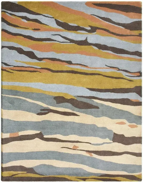 RUGSOTIC CARPETS HAND TUFTED WOOL ECO-FRIENDLY AREA RUGS - 5'x7'6'', Rectangle Shape, Multicolor, Abstract Modern Design, High Pile Handmade Anti Skid Area Rugs for Living Room, Bed Room (K03117)