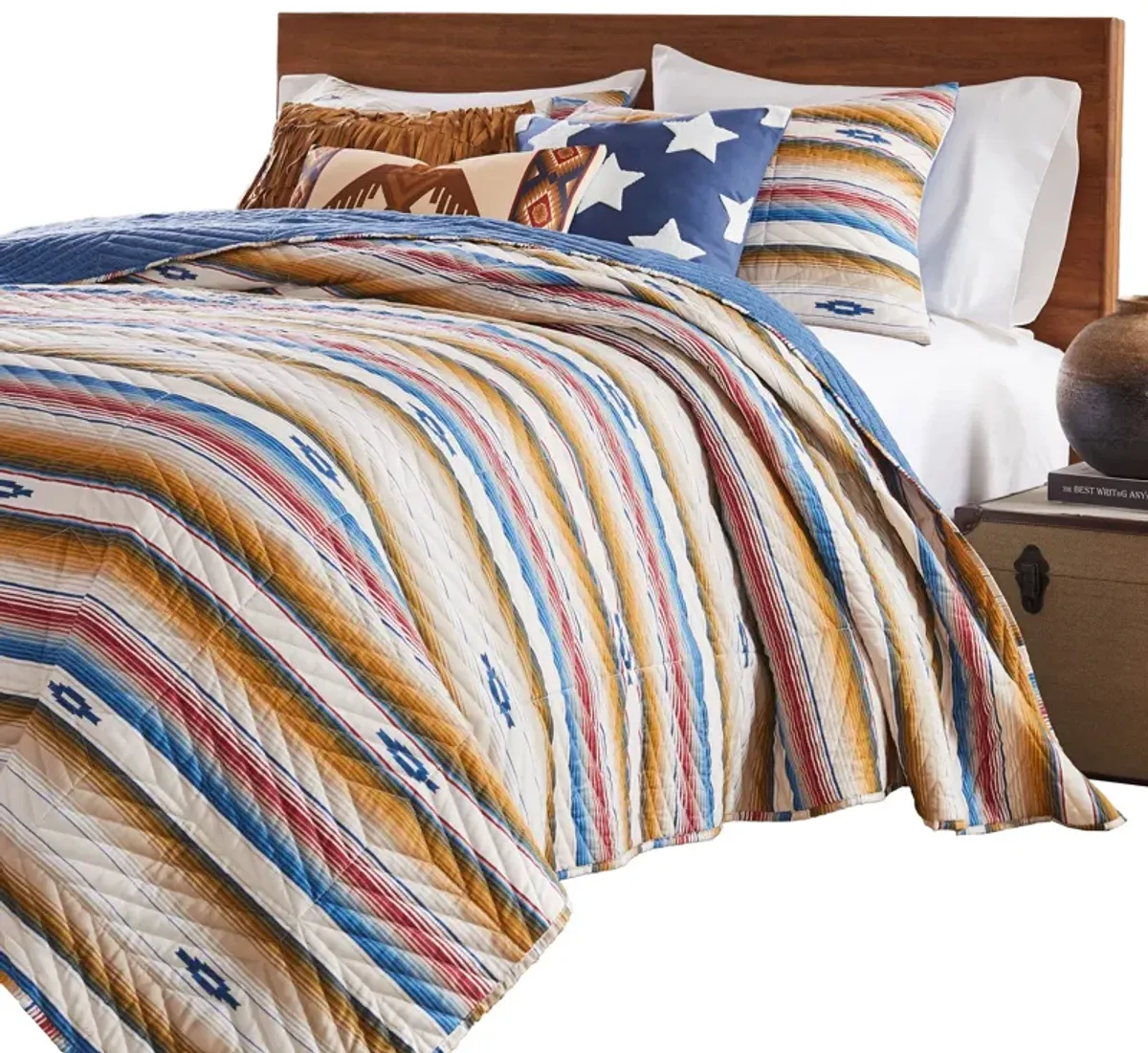 Rey 2pc XL Twin Quilt and Pillow Sham Set, Multicolor, Chevron Print