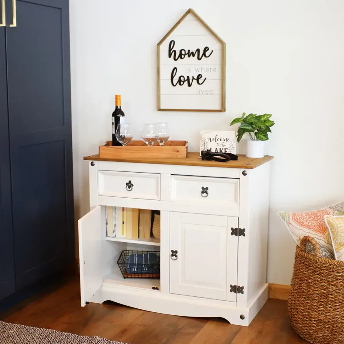 Sunnydaze Solid Pine Console Table with Drawer - 31.5 inches H