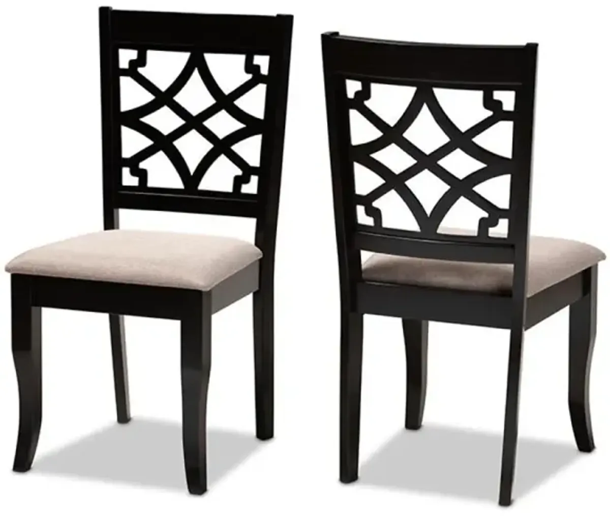 Espresso Brown Finished Wood 2-Piece Dining Chair Set