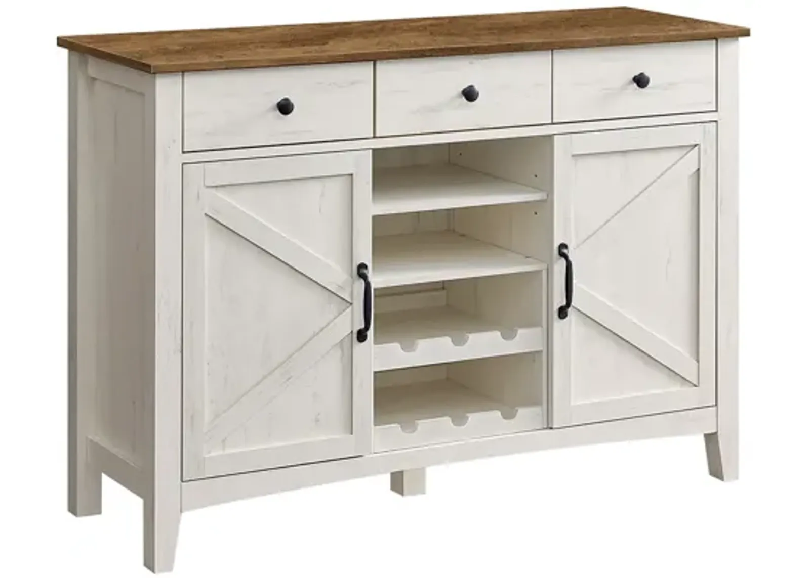 Farmhouse Buffet Cabinet with Wine Rack Stone Gray