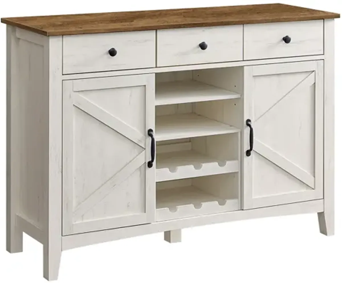 Farmhouse Buffet Cabinet with Wine Rack Stone Gray