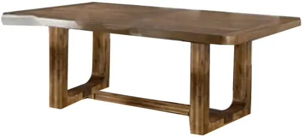 Ramie Dining Table, Chestnut Brown Wood, 84-102 Inch Expandable Leaf - Benzara
