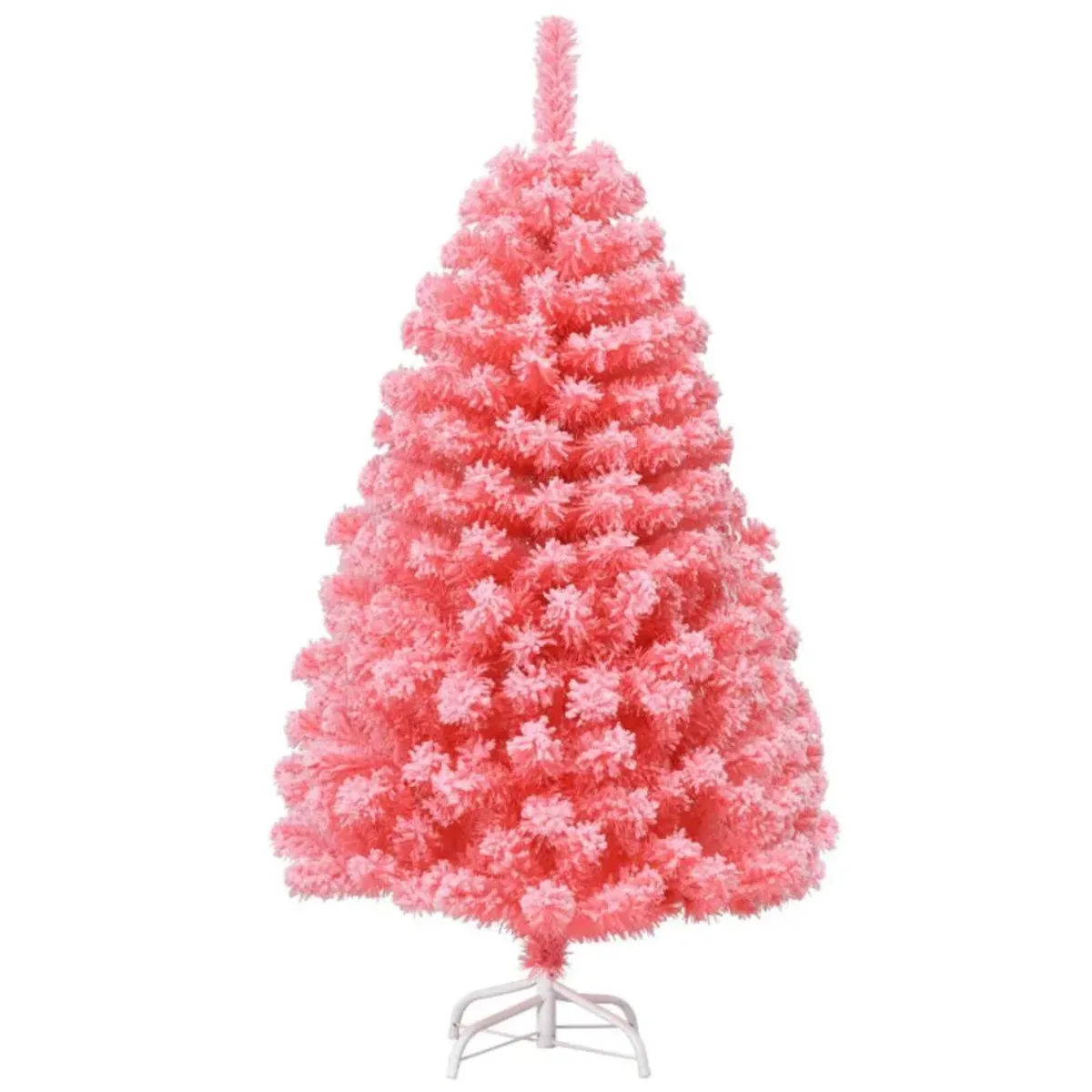 Hivvago 4.5/6.5/7.5 Feet Pink Christmas Tree with Snow Flocked PVC Tips and Metal Stand