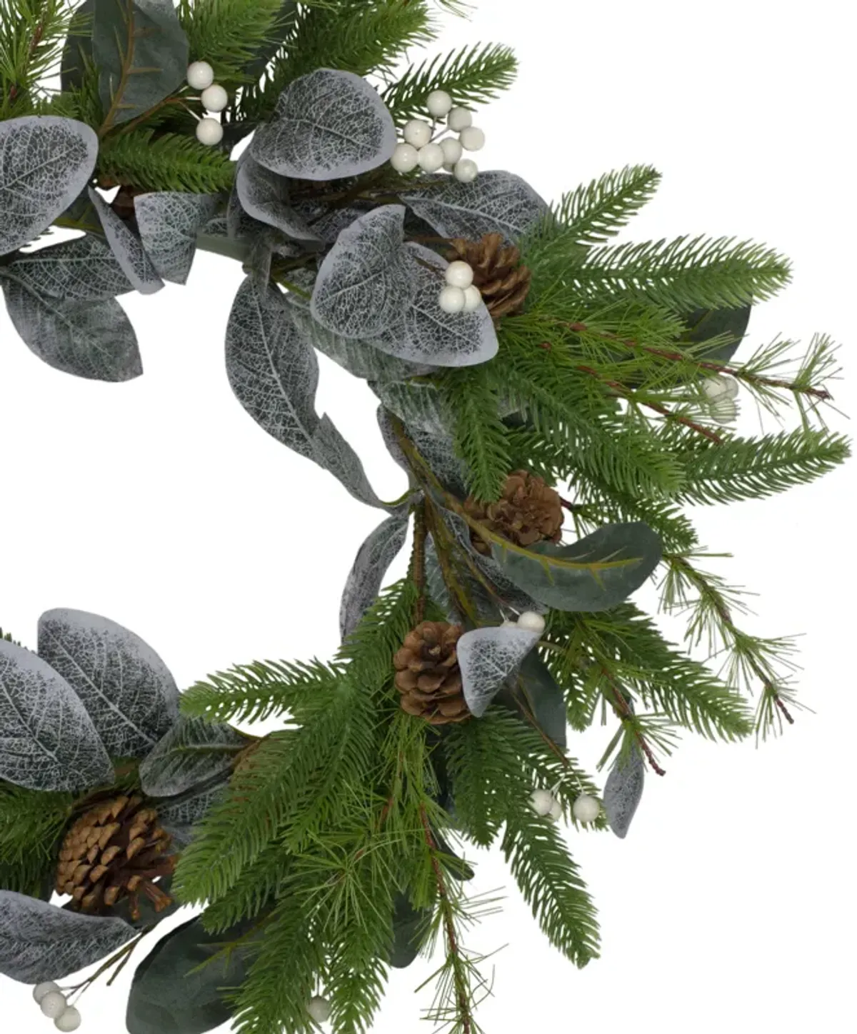 Mixed Pine  White Berries and Pinecones Artificial Christmas Wreath - 22-Inch  Unlit