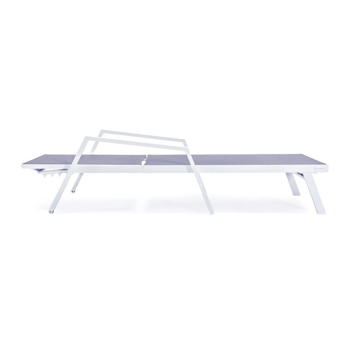 LeisureMod Marlin Adjustable Patio Chaise Lounge Chair with Armrests – White Aluminum Set of 2