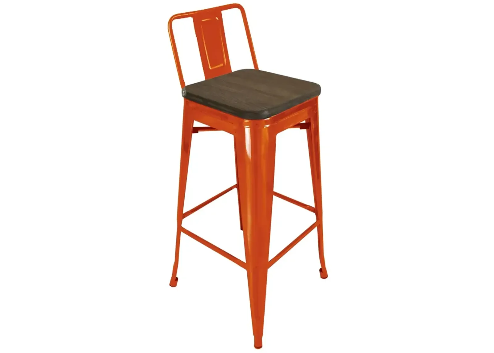 METAL BARSTOOL W/ WOODSEAT AND BACKREST 26"