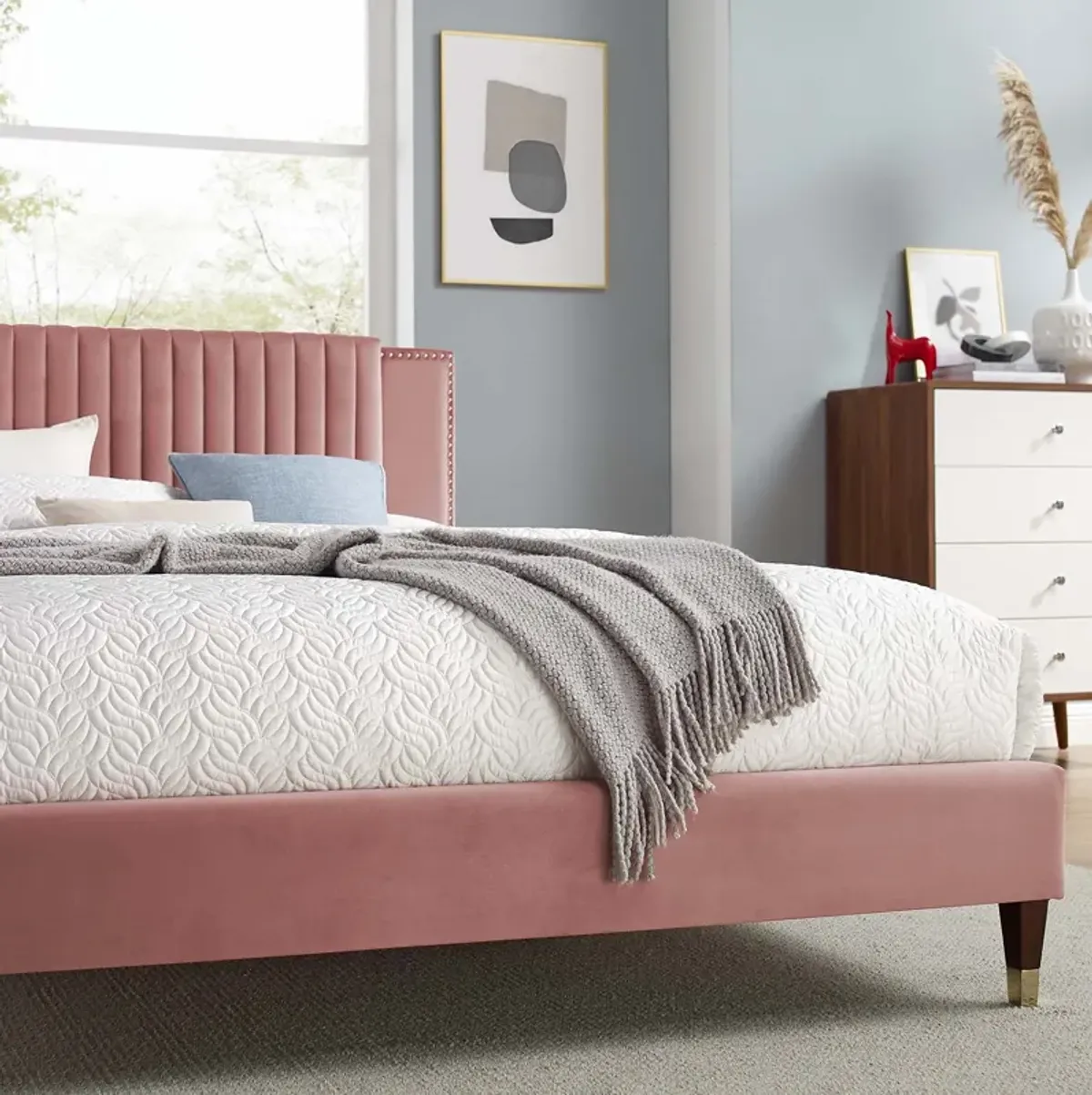 Modway - Zahra Channel Tufted Performance Velvet Twin Platform Bed