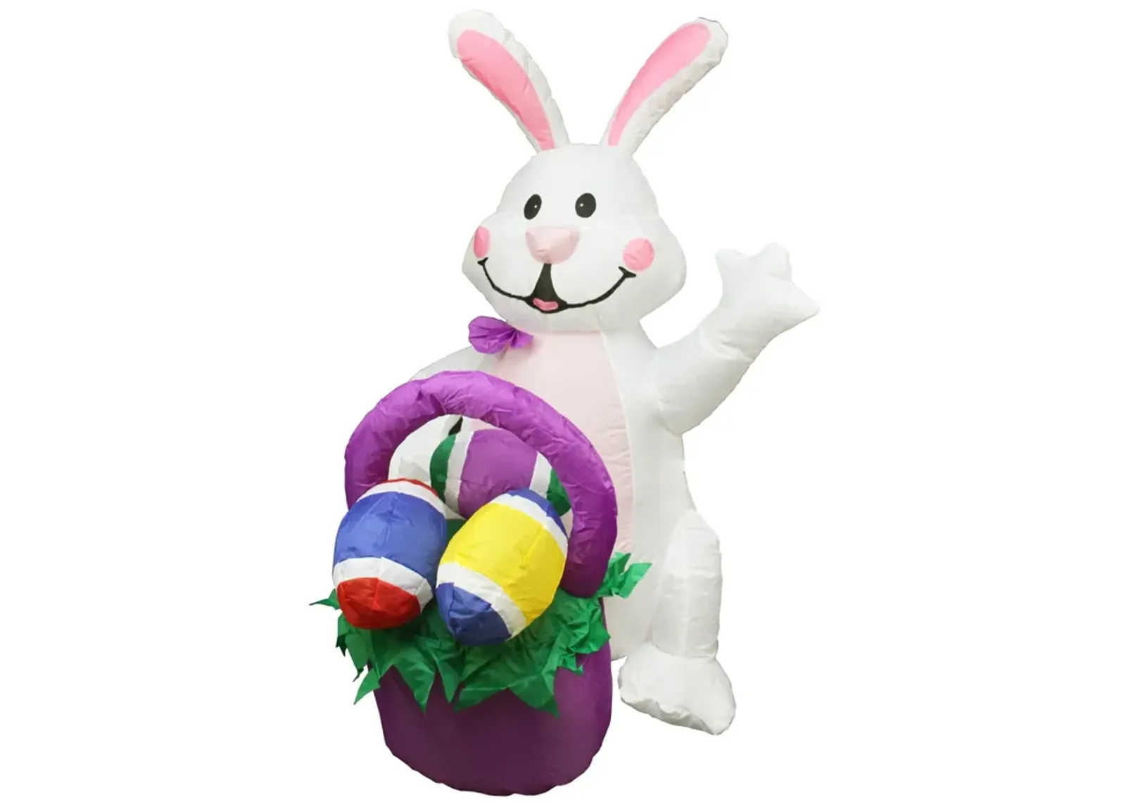 4' Inflatable Lighted Easter Bunny with Basket Outdoor Decoration