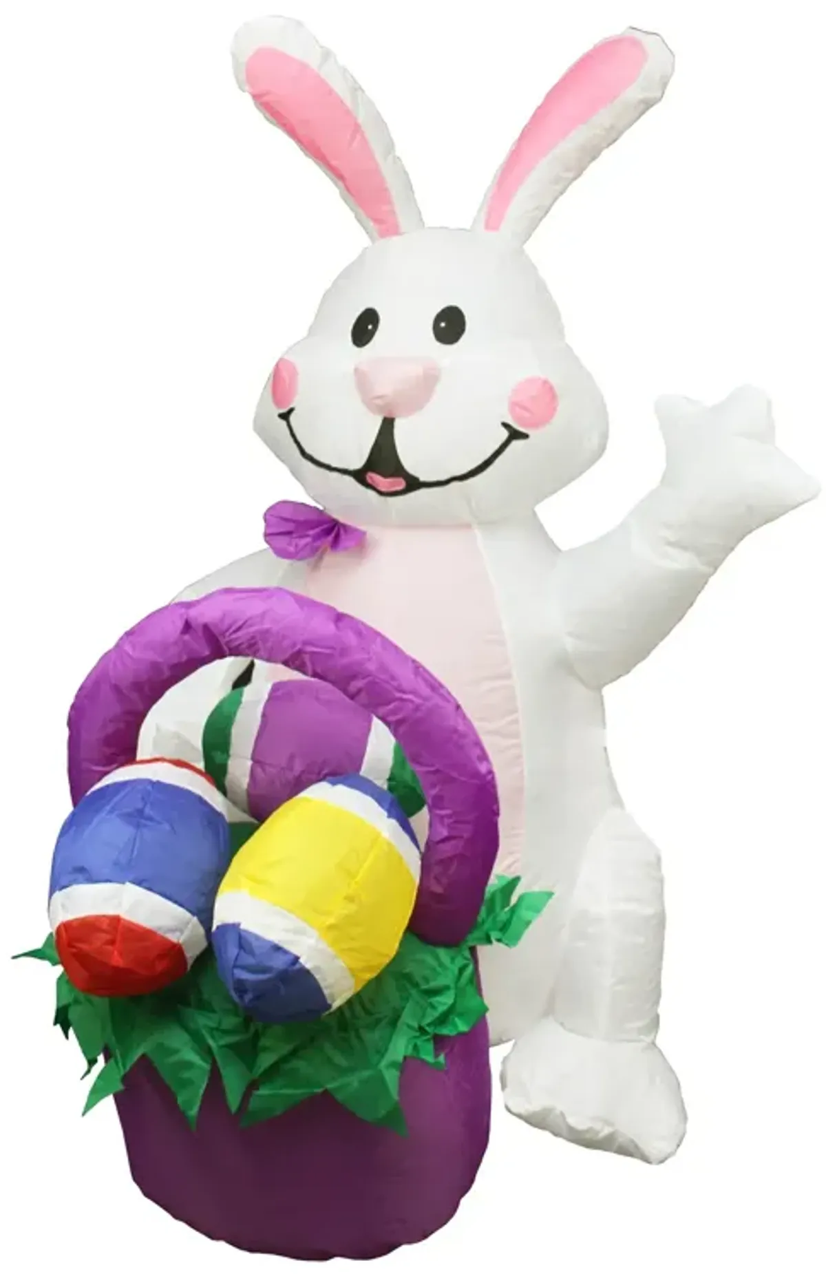 4' Inflatable Lighted Easter Bunny with Basket Outdoor Decoration