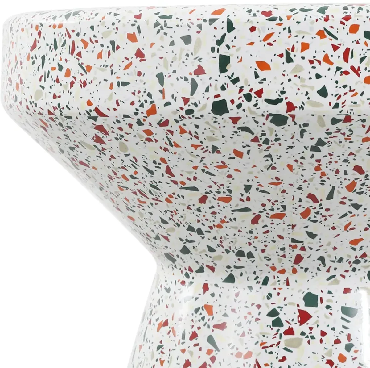 Xenia Modern Bohemian Terrazzo Indoor/Outdoor Drum Accent Table