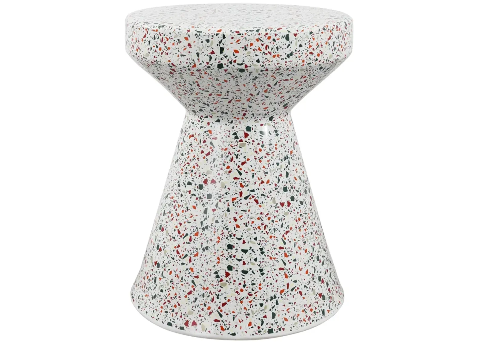 Xenia Modern Bohemian Terrazzo Indoor/Outdoor Drum Accent Table