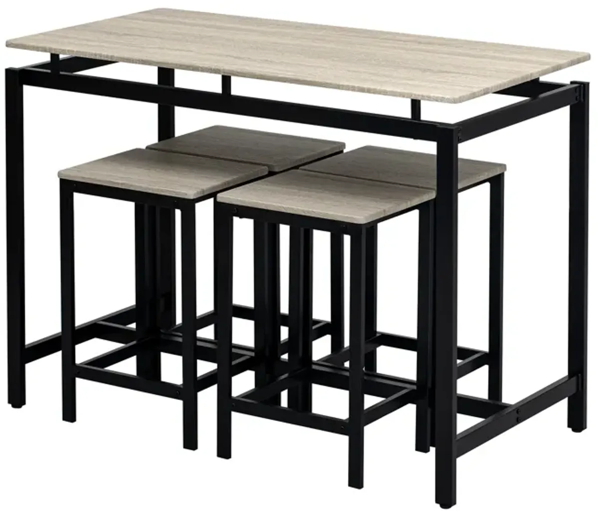 Merax Industrial 5-Piece Kitchen Counter Height Table Dining  Set