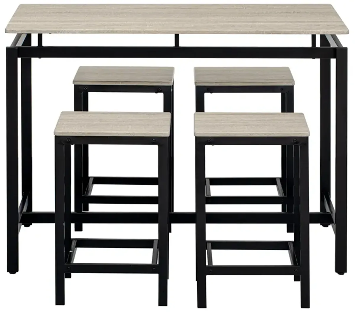 Merax Industrial 5-Piece Kitchen Counter Height Table Dining  Set