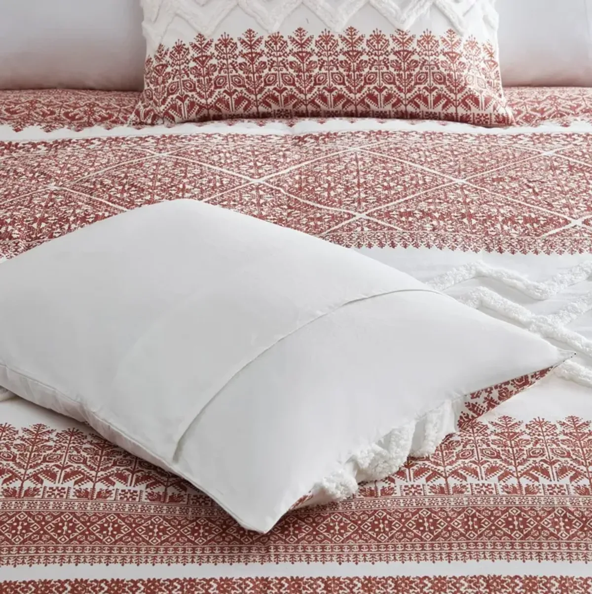 Gracie Mills Robbins Chenille Tufted 3-Piece Cotton Duvet Cover Set