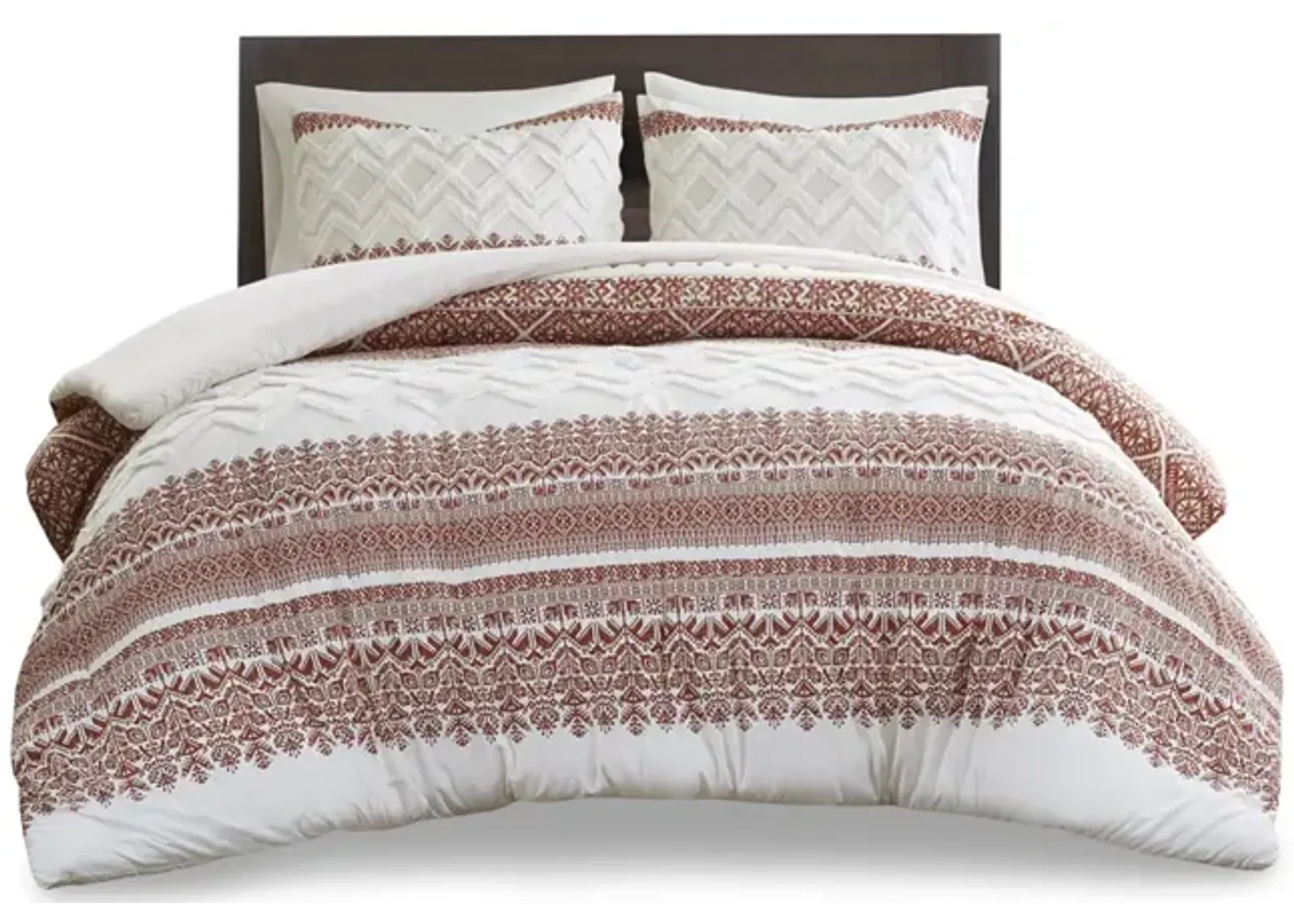 Gracie Mills Robbins Chenille Tufted 3-Piece Cotton Duvet Cover Set