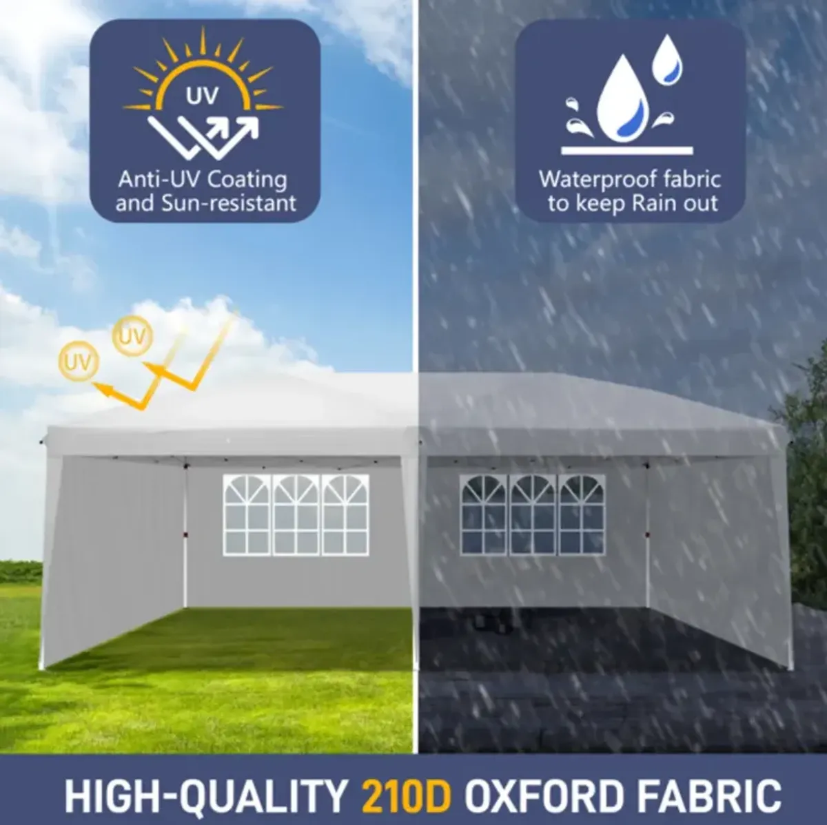 Portable Folding Tent with Two Windows, Weather-Resistant Shelter for Outdoor Activities