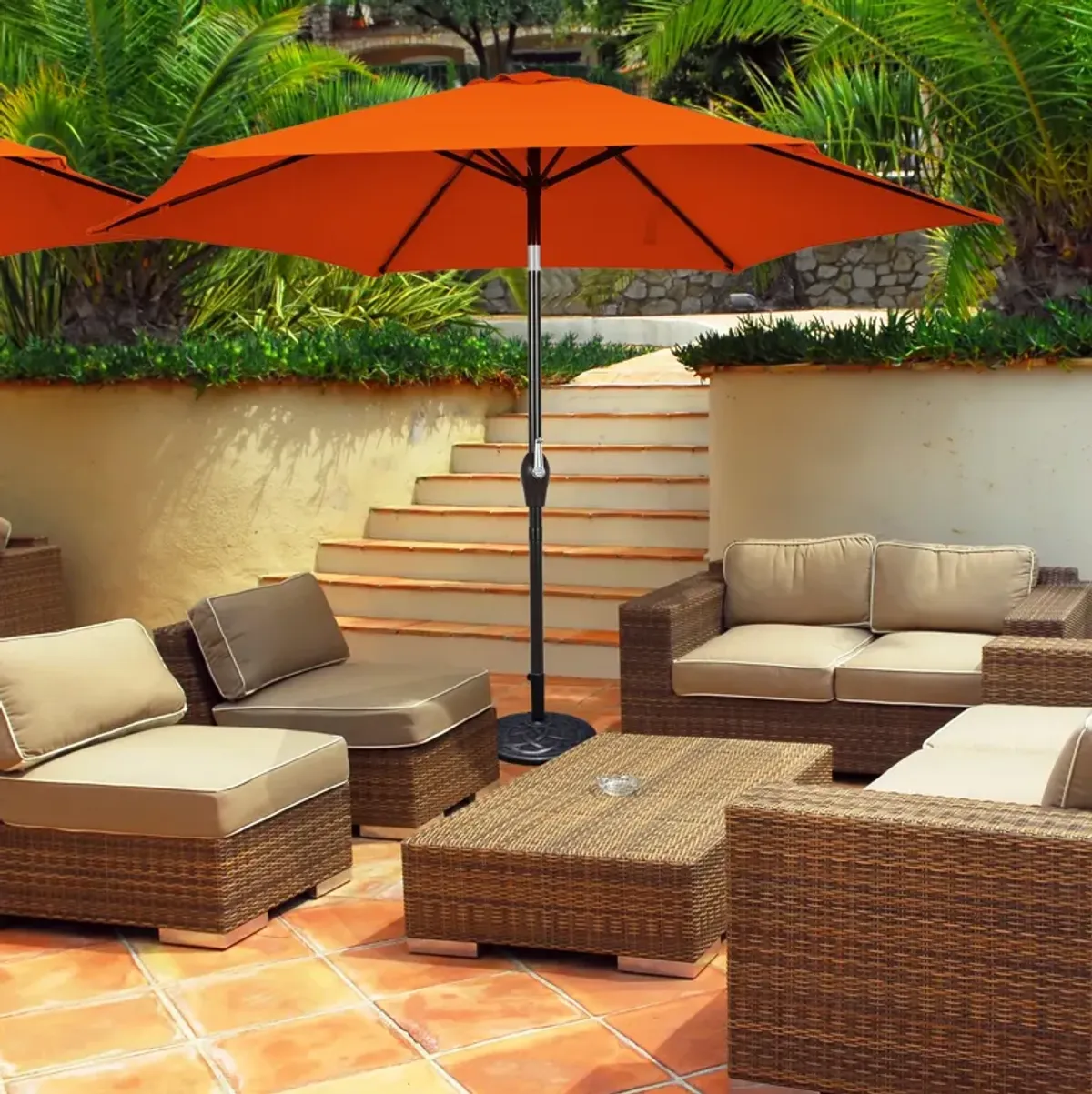 10 Feet Outdoor Patio Umbrella with Tilt Adjustment and Crank