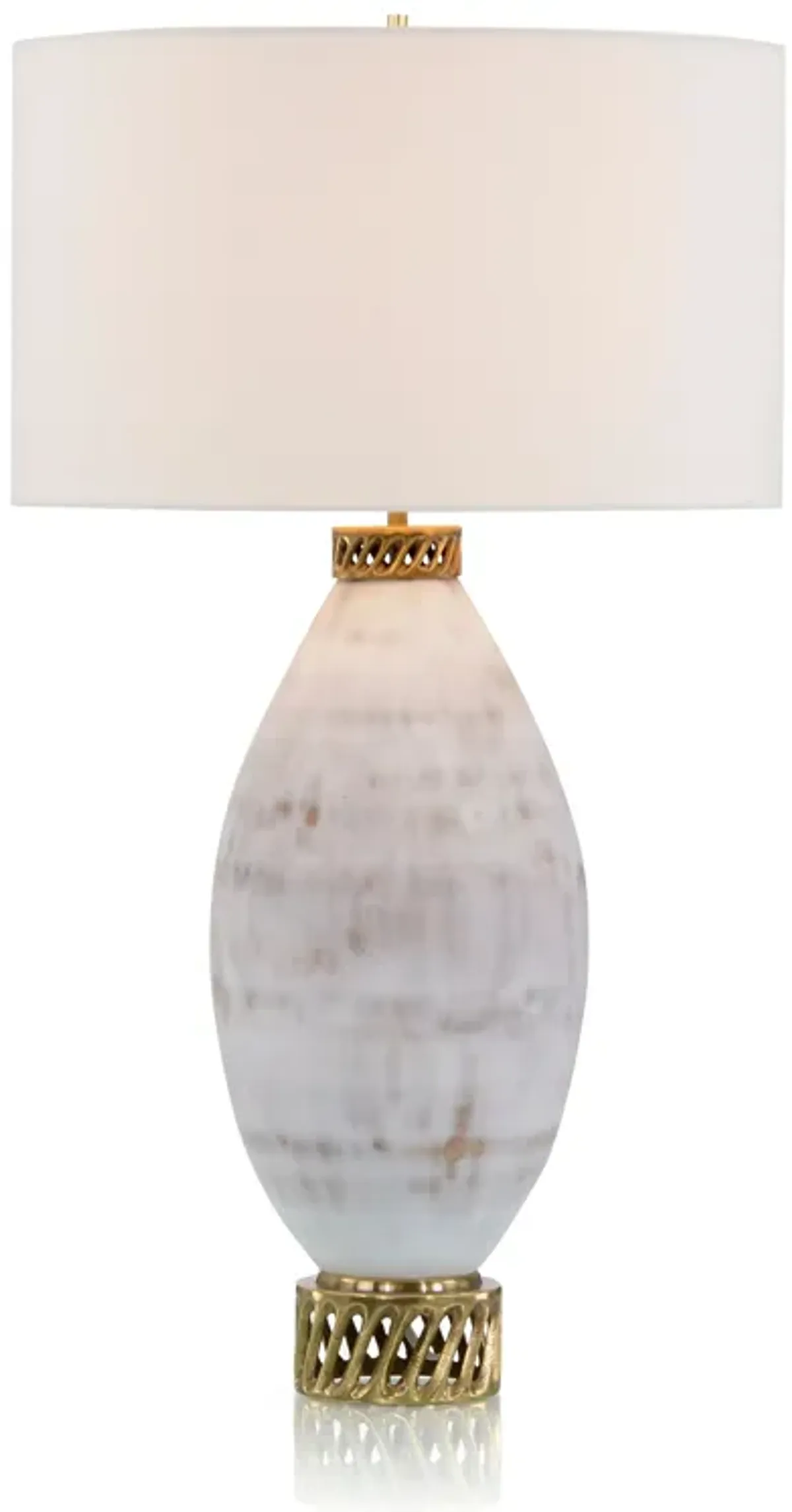 White and Cream Marbled Glass Table Lamp