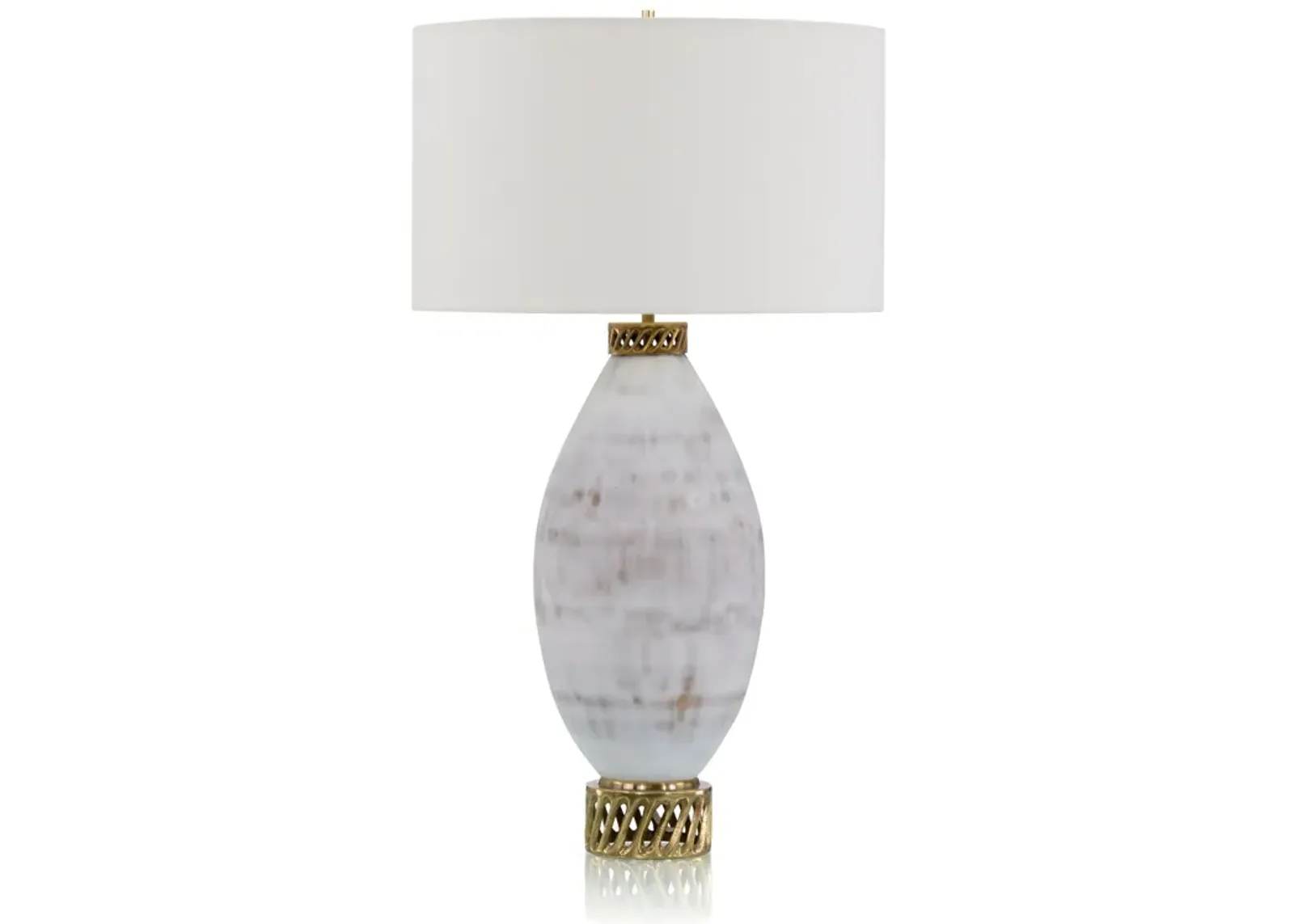 White and Cream Marbled Glass Table Lamp