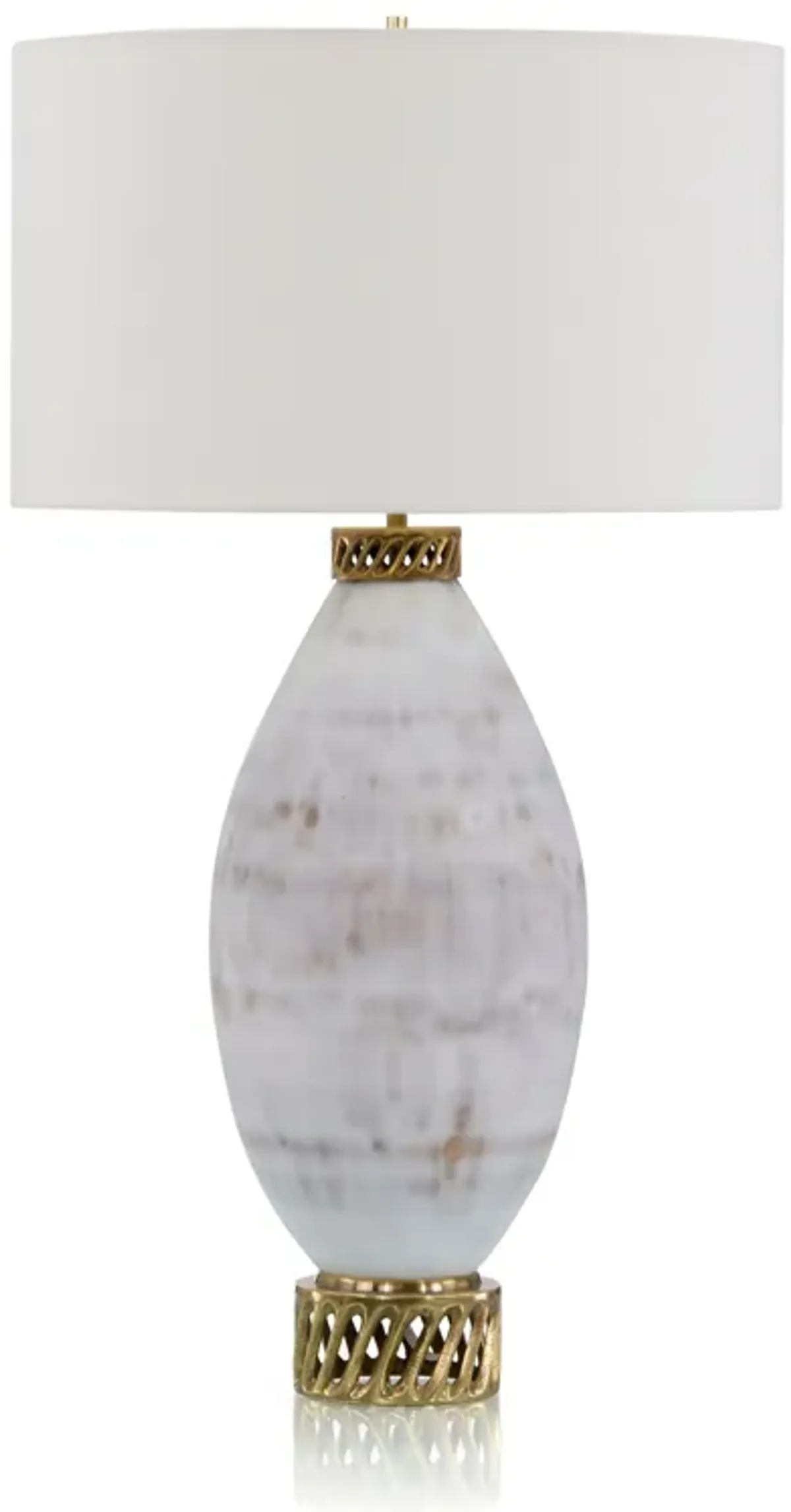 White and Cream Marbled Glass Table Lamp