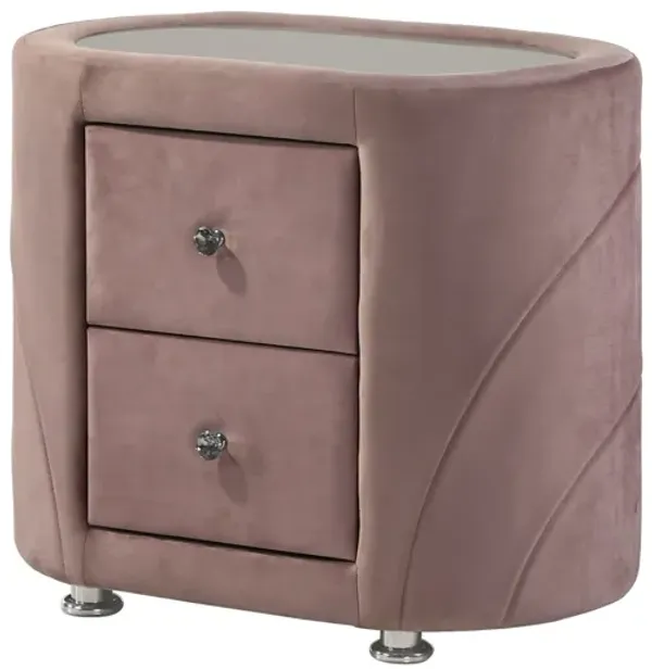 ACME Salonia Nightstand, Pink Velvet