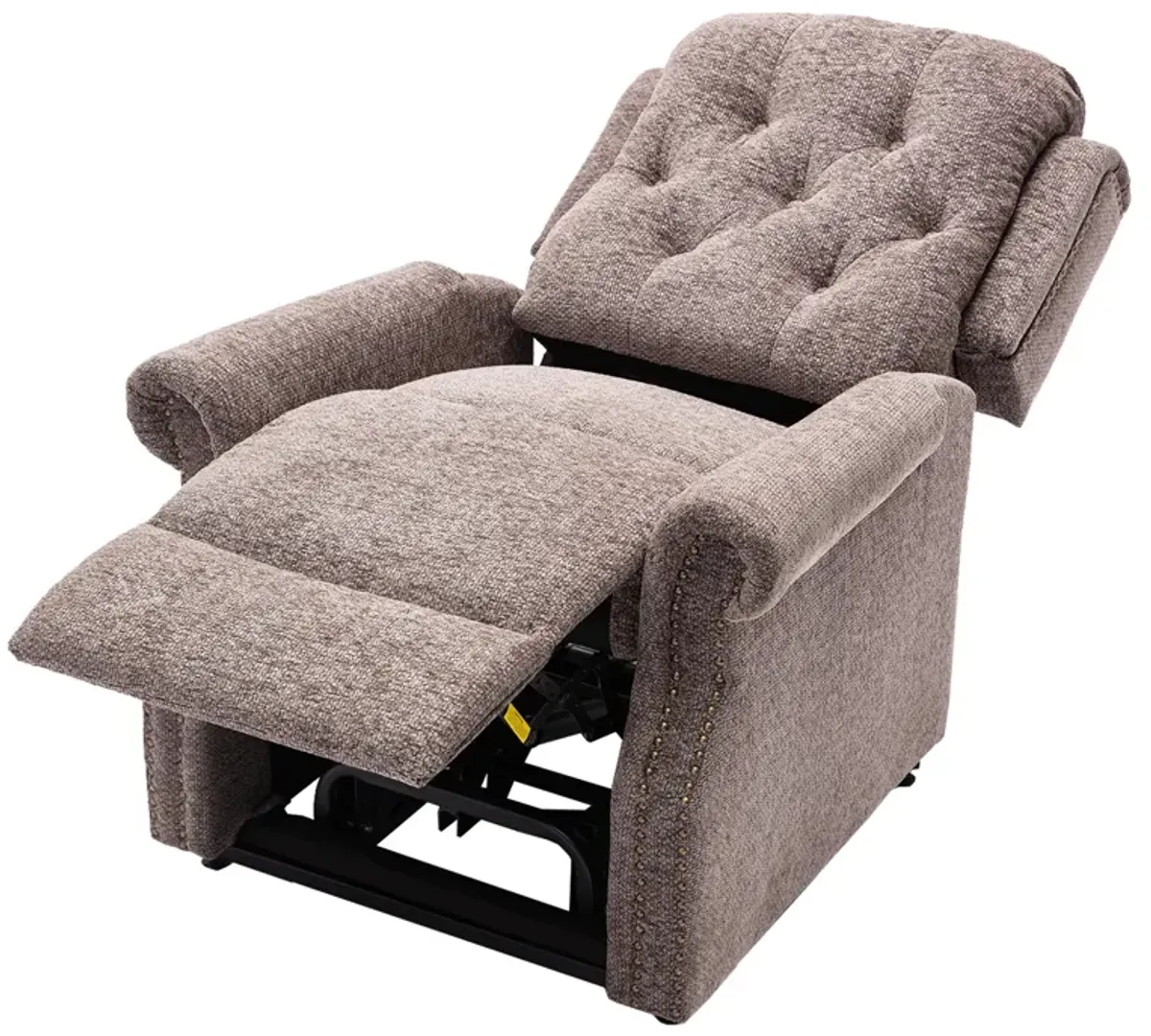 Blue Elderly Soft Chenille Fabric Power-Lift Recliner with 8-Point Massage and Remote Control