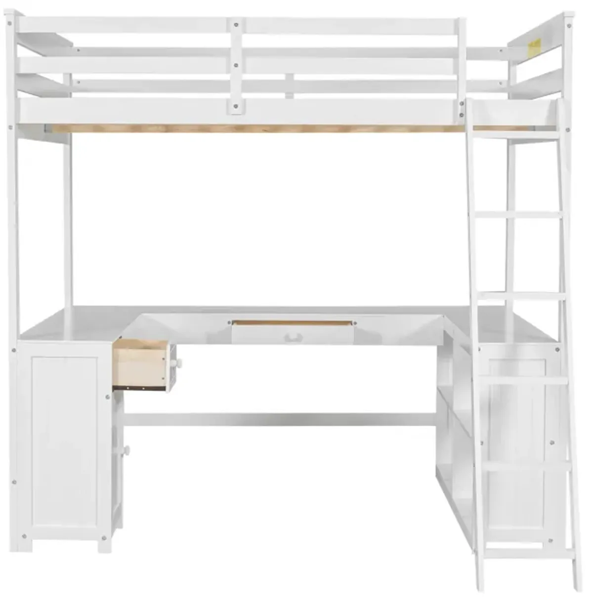 Merax Loft Bed with Desk  and Storage Shelves