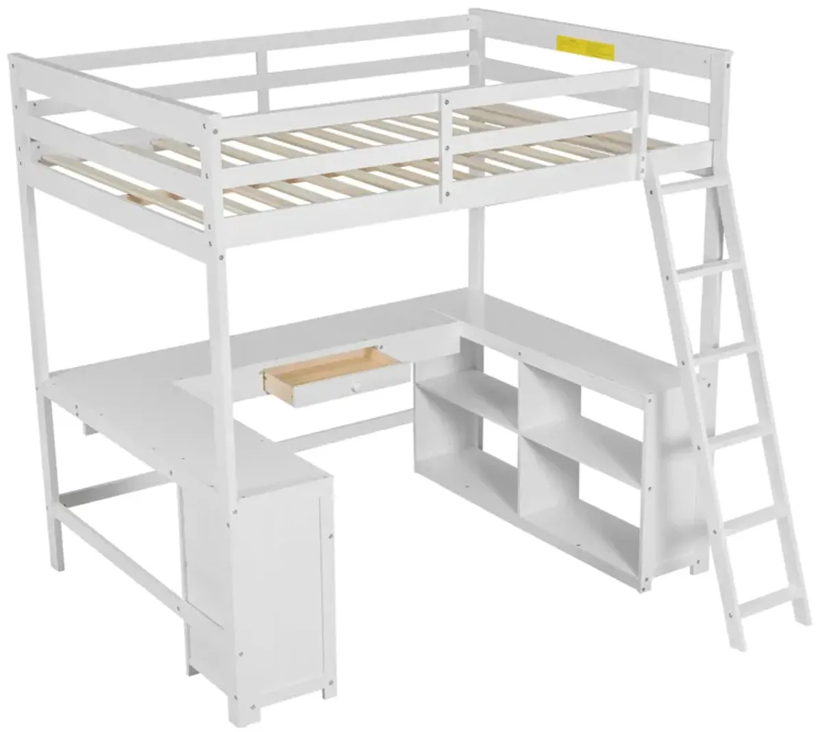 Merax Loft Bed with Desk  and Storage Shelves