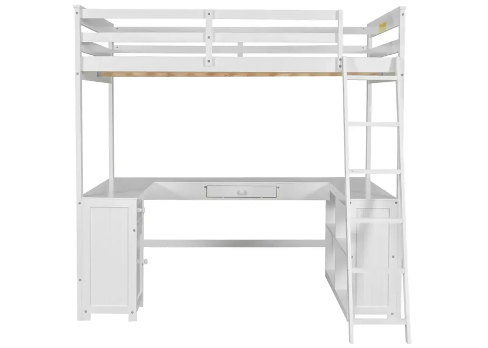 Merax Loft Bed with Desk  and Storage Shelves