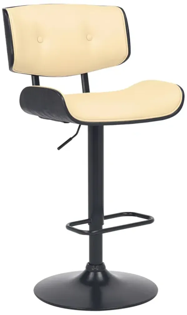 Hivvago Cream and Black Fabric and Iron Adjustable Height Swivel Bar Chair